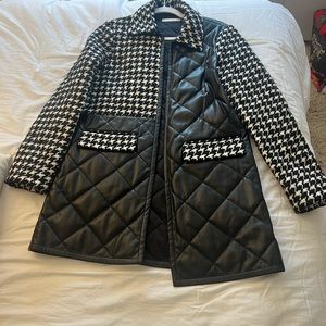 Alice and Olivia herringbone leather jacket.